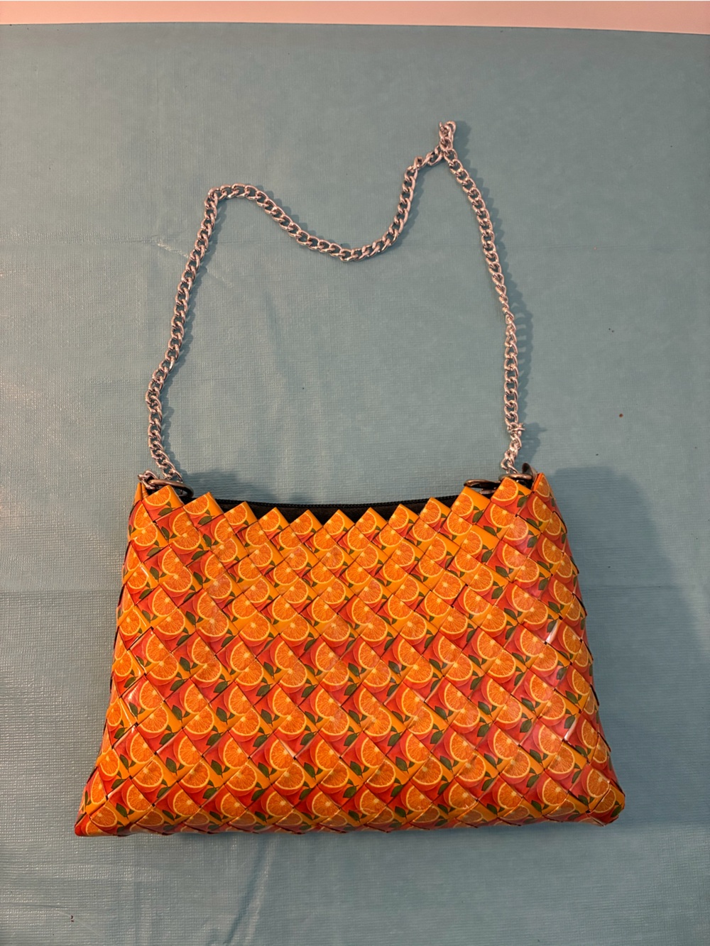 Orange Plastic Wrapper “Sweetie" Purse Metal Chain Strap